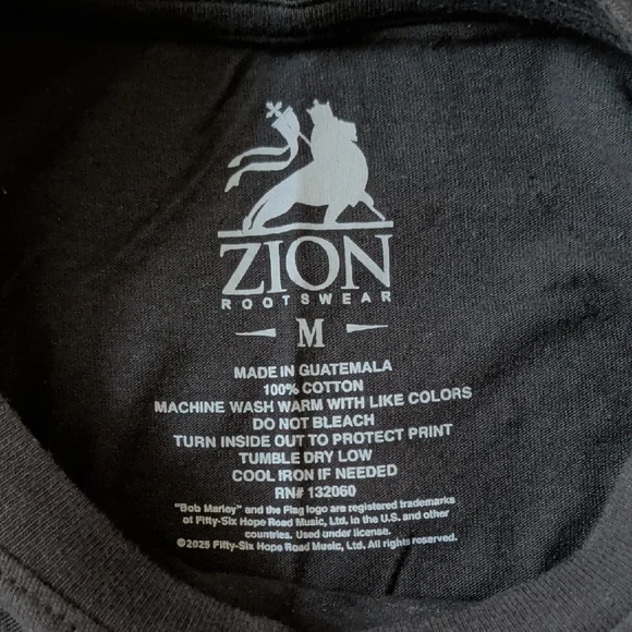 Zion Rootswear Black Cotton T-Shirt - Picture 3 of 3